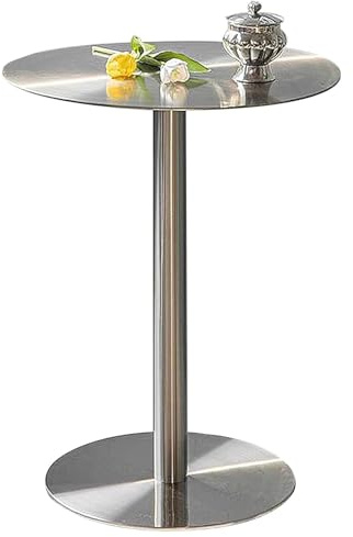 DMCHENGMA Runder Frühstücks-Esstisch, Kaffee-Beistelltisch aus Edelstahl, Freizeit-Sofa-Beistelltisch, Cocktailtisch für Bistro-Café-Tische(Size:50x50x75cm)