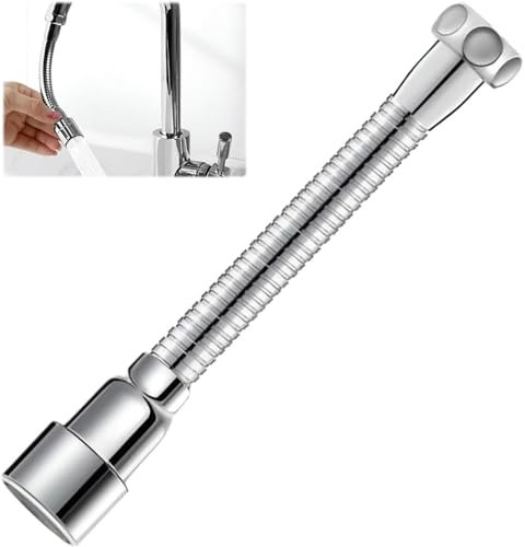 Lohill Wasserhahnverlängerung,1Stück 20cm wasserhahn verlängerung küche Spritzkopf,Küchenarmatur,Metall Wasserhahnadapter,Verlängerung Wasserhahn für Küchen,Bars und Toilette,360° Schwenkfunktion