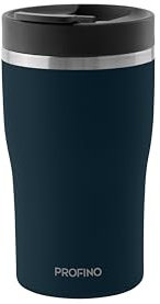 PROFINO Barista Thermo To Go Becher 0,25 L | Blau | Auslaufsicher dank Doppellock-System | BPA-frei | Spülmaschinengeeignet | Edelstahl Thermobecher Kaffee to go hält 2h warm & 4h kalt