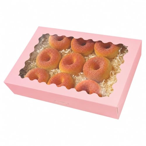 Gcardist Auto-pop Up Pink 30.5x20.3x6.4cm 6Pcs Cookie Box with Window Pastry Macaron Bakery Box For Packaging (12x8x2.5 inch)