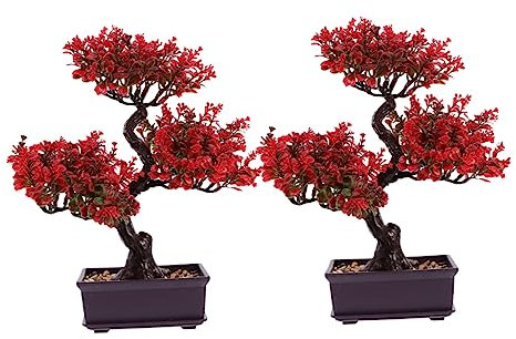 CORHAD 2stücke Realistische Bonsai Kunstpflanze Dekorative Tischdeko Für Wohnzimmer Büro Und Schlafzimmer Künstlicher Bonsai Baum Pflegeleicht Und Langlebig