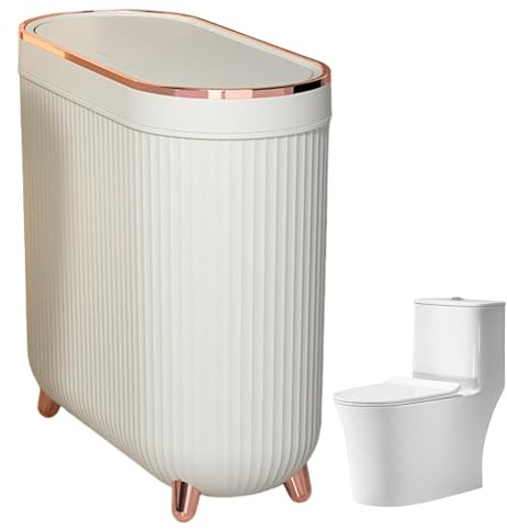 Generico Pattumiera piccola con coperchio, pattumiera per WC con coperchio - Pattumiera per carta da bagno - Pattumiera per WC domestico, pattumiera per carta da bagno - Design compatto per il bagno