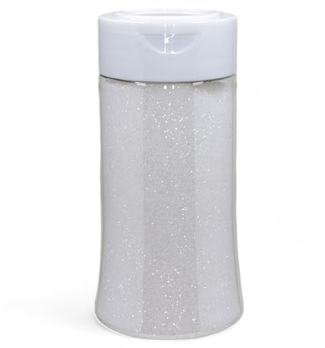 Schimmernder Glitzerpuder Glitzer-Pulver zum Basteln und Verzieren von Karten, hohe Reflexion, bunter Glitter für Kunsthandwerk Wandgestaltung Dekorationen (weiß – EcoGlitter, 70g)