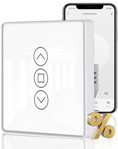 MOES Interruttore intelligente per tende touch screen in vetro curvo 2.5D WiFi, che supporta smart living/graffiti e applicazioni di controllo vocale Alexa/Google home