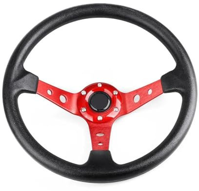 350 Mm 14 Zoll Auto Sport Drifting Lenkrad Universal Lederlenkrad Auto Lenkrad(Rot)