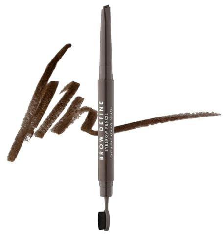 MUA Makeup Academy Brow Define, Angled Eyebrow Pencil With Blending Brush, Dark Brown, 0.25 g - Vegan & Cruelty Free
