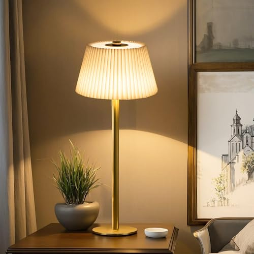 ZHENMING Bedside Lamps Touch Control,Table Lamp Battery Operated, Small Cordless Lamps 3 Way Dimmable & Color, Rechargeable Lamp for Bedroom Living Room Fabric Shade (No Need Blub) | 3 Way Dimmable & Color Rechargeable for Bedroom Living Room Fabric Shade