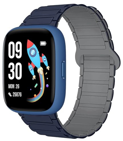 Blueshaweu 22mm armband Kompatibel für BIGGERFIVE Brave 2 Smartwatch Kinder, Weiches Silikon Ganz Magnetisch Einstellbar Uhrarmband Kompatibel für BIGGERFIVE Smartwatch Kinder BW01,BW02