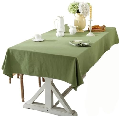 GENODA Tischdecke mit Plissee-Muster, 135 x 135 cm, gewaschene Baumwolle, einfarbig, für Restaurant, Küche, Party, Urlaub, Hellgrün