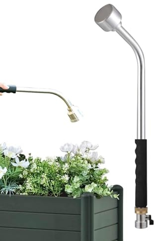 Garden Stake - Non-Slip Hose with Nozzle for Flower and Lawn Care, Lightweight Spray Wand with Handle and Flexible Neck for Pet Shower, Car Washing, Patio Suction and Plant Watering