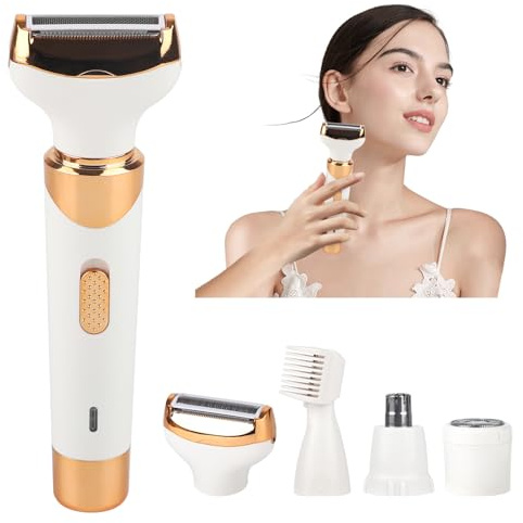 Rasoio elettrico per donne e uomini, rasoio elettrico senza fili, 4 in 1, indolore, bagnato e asciutto, impermeabile, rasoio per il corpo e rimozione dei peli del viso, kit ricaricabile per peli sotto