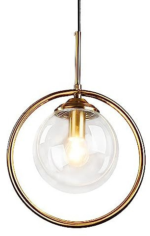 Lámpara Colgante de Cristal Minimalista nórdica, Base E14, lámpara de Techo de un Solo Cabezal, luminaria empotrada, Ideal para Dormitorio, balcón, Sala de Estar, lámpara Colgante Decorativa.
