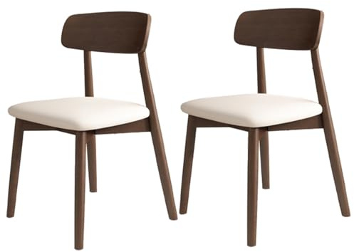 Lot de 4 chaises de salle à manger en bois massif sans accoudoirs Rembourrées polyvalentes pour salle à manger, salon, table de maquillage - Élégante finition blanche et noyer foncé.