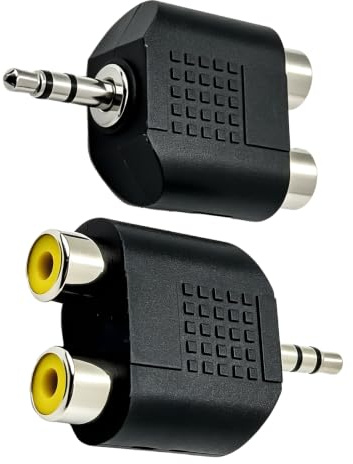 SPTSSWET 3.5mm Stereo Male to Dual RCA Female Adapter 2-Pack | Audio Breakout Adapter, Anti-Interference, Stable Transmission, for TVs Speakers MP3