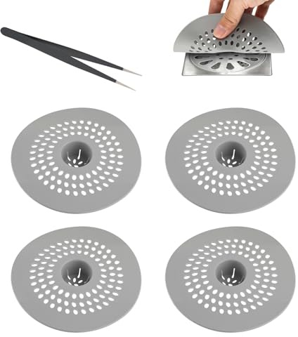 Abflusssieb Silikon 4 Stück – Haarfänger für Dusche, Badewanne & Waschbecken | Wiederverwendbar, Langlebig & Vielseitig im Einsatz