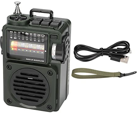 Cuifati Radio Bluetooth Portable, Radios à Ondes Courtes FM SW WB avec Batterie de 1000mAh, Radios d'urgence Rechargeables Prennent en Charge la Réception de Diffusion de Bande Complète