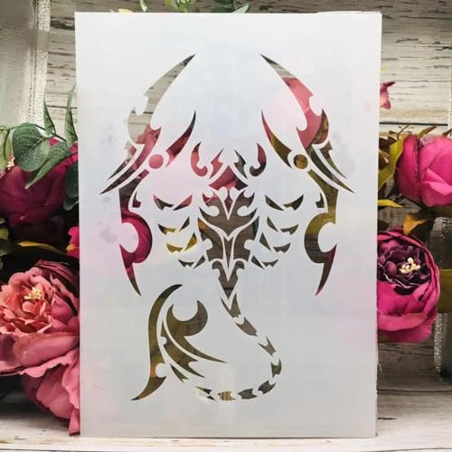 Stencil per artigianato, formato A4, 29 cm, con scorpione, per dipingere su legno, modello da disegno, decorazione per album di ritagli, progetti artigianali fai da te