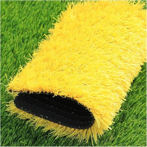 LNNNW Pelouse en Gazon Synthétique Tapis de pelouse en gazon artificiel jaune, tapis d'herbe de paysage de Patio extérieur, rouleau d'herbe douce absorbant les taches avec trous de Drainage(100x200cm)