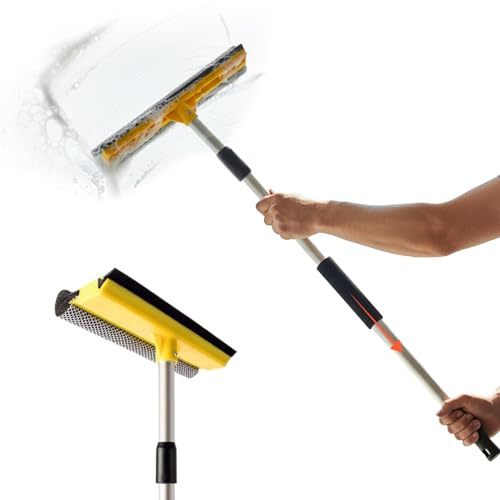 Avilia Lavavetri Telescopico 24 cm, Vetri e Finestre | Asta Estensibile 79–120 cm, Tergivetro 2 in 1, Spugna Assorbente, Facile da Usare, Ideale per Pulizia Senza Aloni