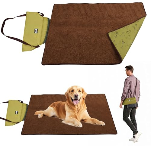 Faltbare Hundedecke für Unterwegs, 100×70 cm, Wasserdicht mit Tasche