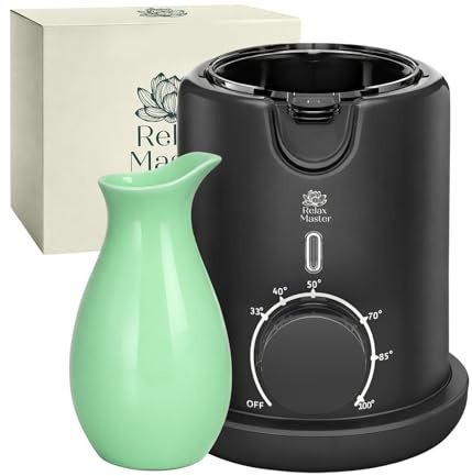 Relax Master Massage Oil Warmer | Ceramic Jug Oil Heater Adjustable Temperature 33–100°C | Fast Heating 400W | Bain Marie System Massage Oil Heater for Spa.
