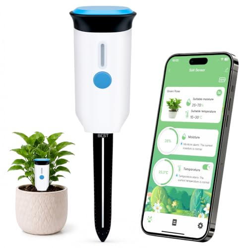 Mcbazel WiFi Smart Soil Tester, No Hub Needed, Support Tuya/Smart Life App | Soil moisture & air temp, IP66 waterproof, 2 AA not included, 3-6 month life