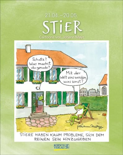 Stier 2025: Sternzeichenkalender-Cartoonkalender als Wandkalender im Format 19 x 24 cm.