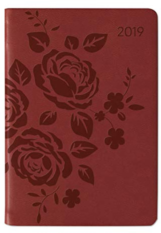 Ladytimer Mini Deluxe Red 2019 - Taschenplaner / Taschenkalender (8 x 11,5) - Tucson Einband - Motivprägung Floral - Weekly - 144 Seiten