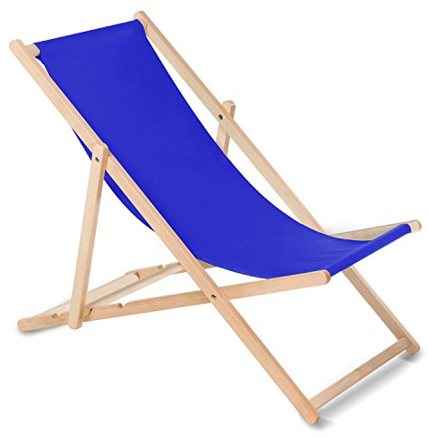 Green Blue Liegestuhl Sonnenliege Klappbar aus Buchholz ohne Armlehne Sonnenliege Gartenliege Liege (Blau)