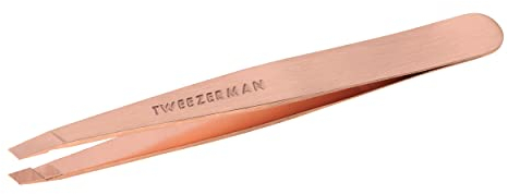 Tweezerman Rose Gold Slant Tweezer, Professional Stainless Steel Precision Tweezers for Facial Hair and Eyebrows, (Pack of 1)