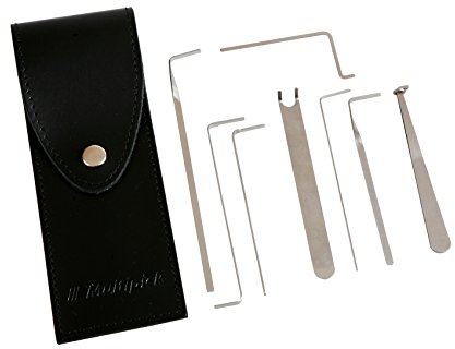 Multipick Lockpicking Spanner Profi Set 8-teilig für alle Profil-Schlösser aus Federstahl-Draht in Echtleder Etui