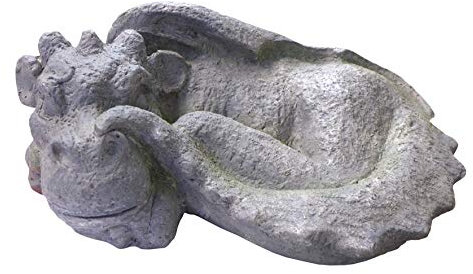 Drache grau 25x35 cm Dekoration für Haus und Garten Drachen Figur Gartendeko