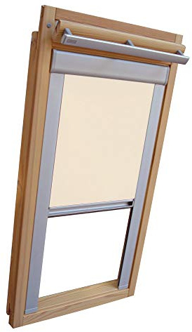 Verdunkelungsrollo THERMO Alu-Rückseite für VELUX Dachfenster TYP VL Y/VU Y/VKU - Y97 - Farbe Creme - mit Aluminium Seitenschienen - KLICK Montage