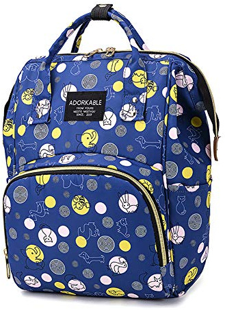 Lazeny Baby Wickelrucksack Wickeltasche Rucksack Multifunktional Mutter Babytasche Mama Reisetasche Große Kapazität Rucksack Unisex Baby-Flaschen-Tasche Reise Backapack für Mama Papa (Blau Kreis)