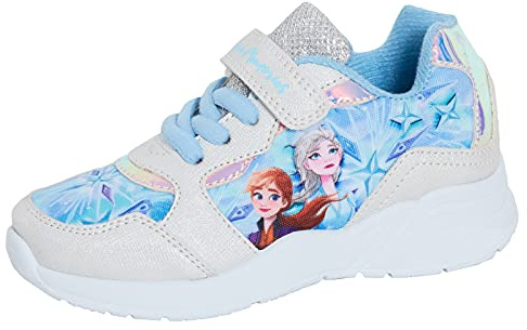 Disney Girls Frozen 2 Sports Trainers Kids Elsa Anna Easy Touch Fasten Lace Up Casual Pumps Shoes Blue 10 UK Child