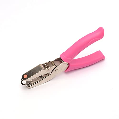 Vaessen Creative 21448-001 handstansande cirkel, 6 mm, stansare, handhålslagare, 1 styck, upp till 160 g/m², för pyssel med papper och scrapbooking, vit/rosa