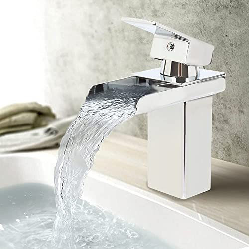 Hanstore Miscelatore per lavabo Rubinetti per bagno Miscelatore a cascata Miscelatore monocomando in ottone cromato con tubi flessibili