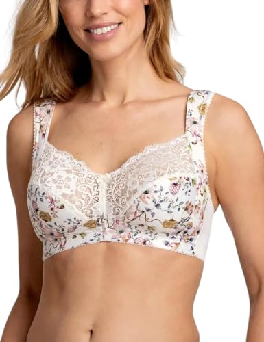 Miss Mary of Sweden Fauna Non-Wired Bra – Full Cup, Lace & Mesh, Extra Support & Comfort 36B Champagne