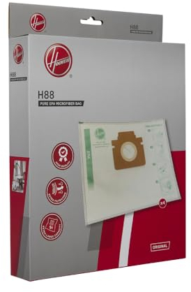 Hoover H88 Vacuum Cleaner Bags, Original, Microfiber, Pure EPA, Anti-Odor, Extra Filtering, Compatible with Hoover H-ENERGY 500, 4 Pieces