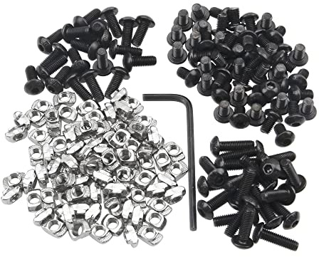 Rrina 180Pcs M5 T-Nuts Screws Assortment Kit, Hammer Head T-Slot Nut for 2020 Series European Standard Aluminum Profile