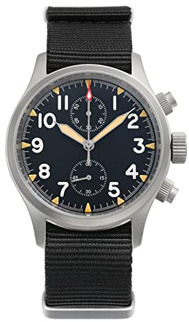 TACTICAL FROG Militado ML1868 Reloj de pulsera militar con cronógrafo de 39 mm con cristal de zafiro VK61/VK67, reloj de cuarzo para hombre C3/BGW9, luminoso, sumergible 100 m, color negro VK61