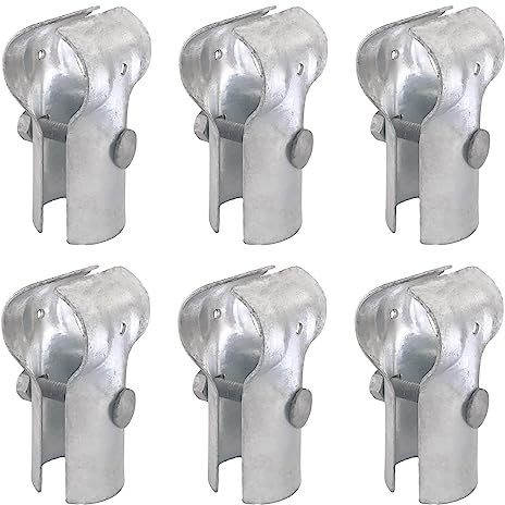Endschienen-T-Klemme, verzinkter Stahl, Kettenglied-Zaun-T-Klemme, Endschienenklemme für 3,5 cm Außendurchmesser, Schrauben und Muttern, 6 Stück