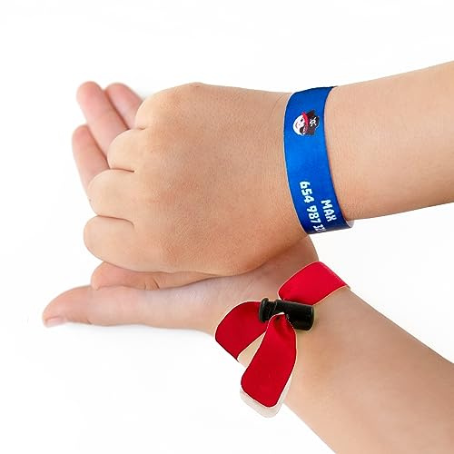 9 pulseras identificativas personalizadas no permanentes para niños. Antipérdida y reutilizables SOS - Stikets