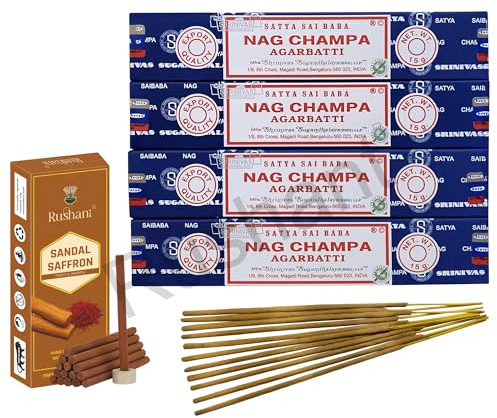 Nag Champa Incense Sticks 15 Grams x 4 Packs | For Meditation, Yoga, Healing, Aromatherapy, Relxation, Spirituality | | Dhoop Sticks 10 Sticks, Natural Aromatic, For Meditation & Yoga, Aromatherapy & Relaxation, Home Fragrance