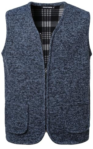 Herothorn Hommes Gilet Pull Veste Tricoté Chandail sans Manches Gilet Loisirs d'affaires avec col en V avec Boutons Cardigans Maille Torsadée Pull-Over Débardeurs