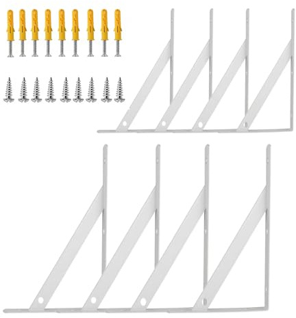 Hyznengu Shelf Brackets Heavy Duty, 8 Pack White 10 inch Floating Shelf Bracket, Max Load 100 lbs of Metal Triangle Decorative Shelf Support Brackets for Wall Mount