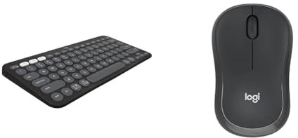 Logitech Pebble Keys 2 K380s, Multi-Device Bluetooth Wireless Keyboard with Customisable Shortcuts, Slim and Portable & M240 Silent Bluetooth Mouse, Wireless, Smooth Tracking, 18-Month Battery