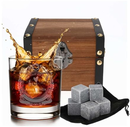 Personalisiertes Whiskyglas mit Gravur - Einzigartiges Whiskey-Glas mit Personalisierung: Name & Datum – Geschenk für Whiskykenner