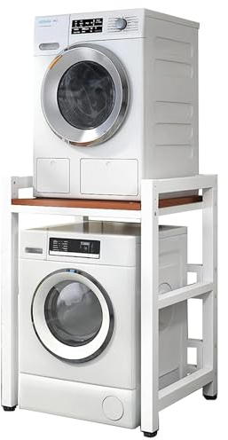 Kit de apilamiento para lavadora y secadora Lavadero Estante para lavadora y secadora, Cuarto de baño Marco Intermedio Lavadora Altura ajustable, Cocina Estantería apilable para Secador Superior (Siz