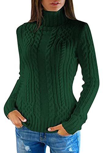 Damtröjor, elegant, lös långärmad stickad tröja, polotröja, tröjor utan huva, vinter, lediga toppar, kvinnor, stickade lediga tröjor, toppar, Grön, XXL